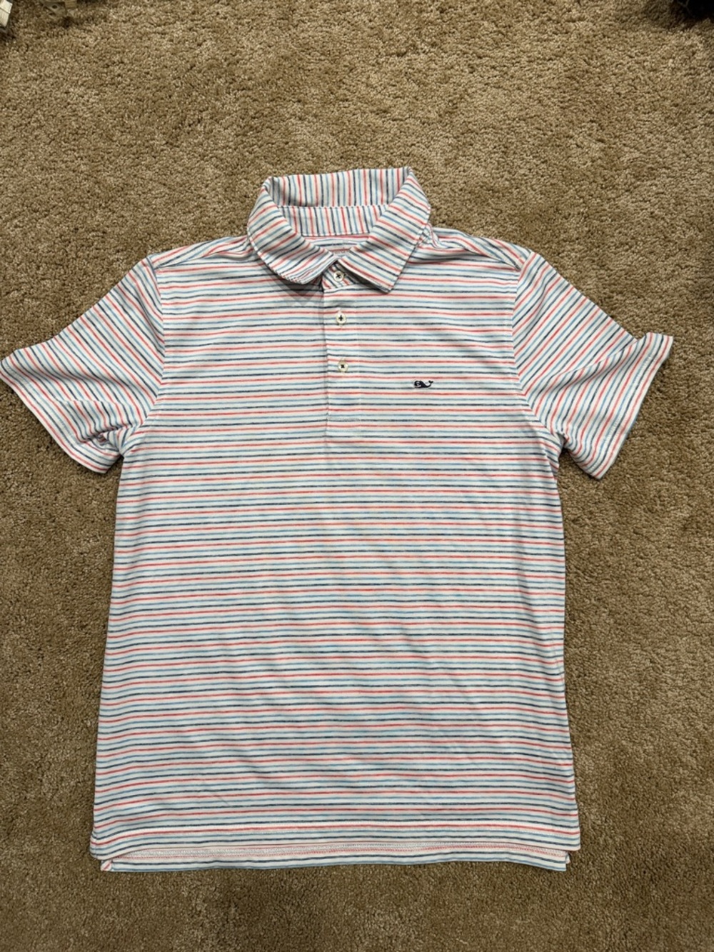 Vineyard Vines Men's Striped Polo in White, Blue & Red